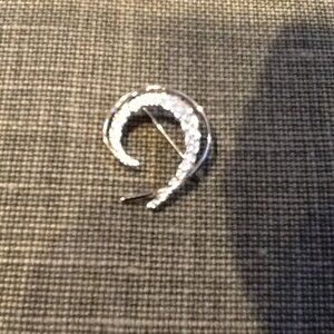 Trifari Silver Crescent Moon Brooch